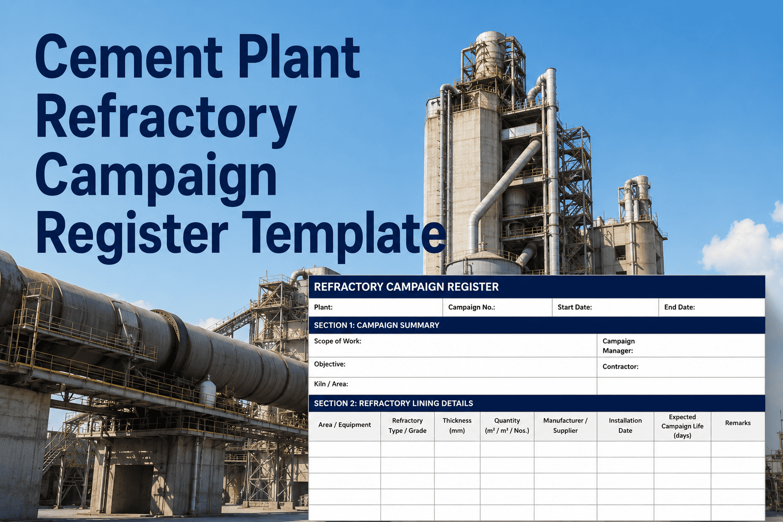 cement-plant-refractory-campaign-register-template